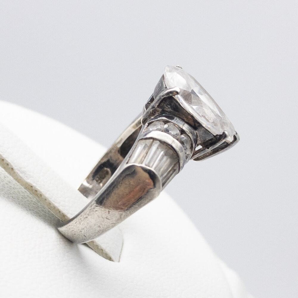 Sterling Silver CZ Teardrop Ring Size 6 Vintage CL Mark - Picture 11 of 13